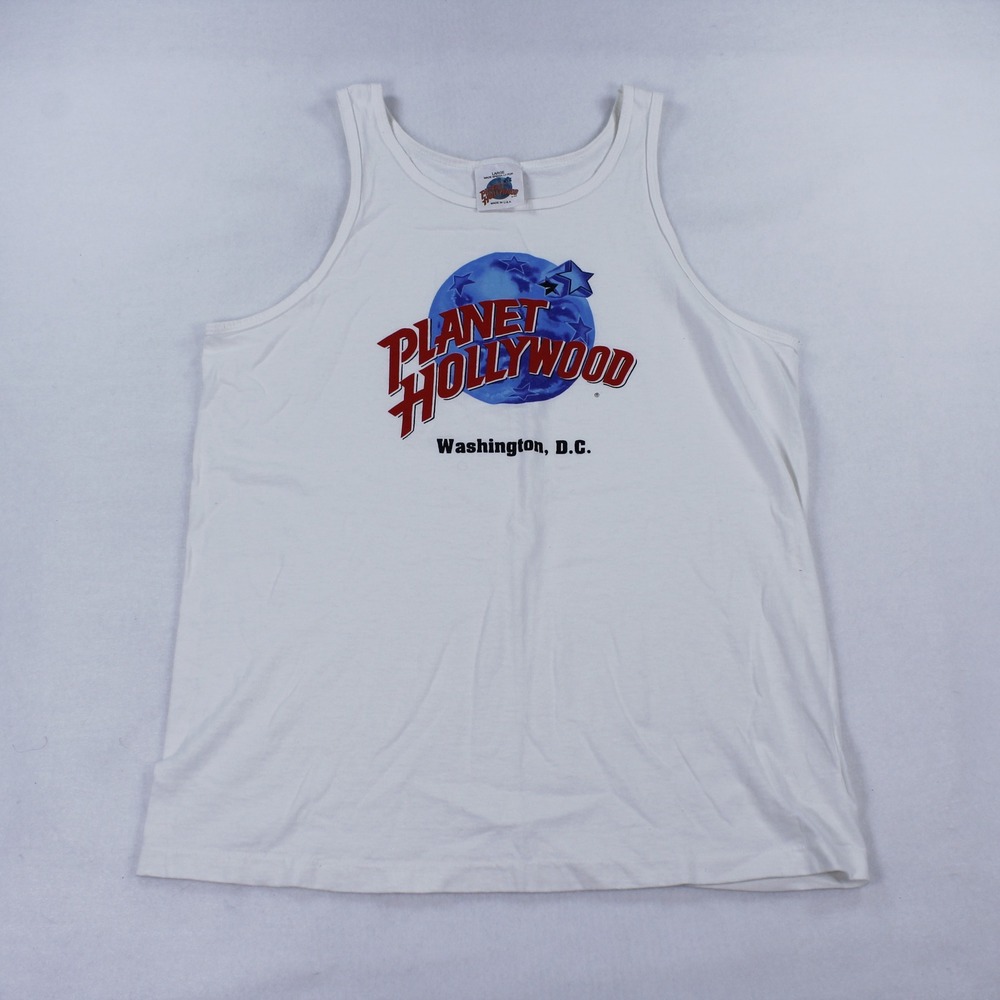 Vintage 90s Planet Hollywood Washington DC Tank Top White Large Made in USA